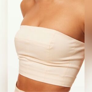 MISA LOS ANGELES Candy Strapless Crop Top in Cream